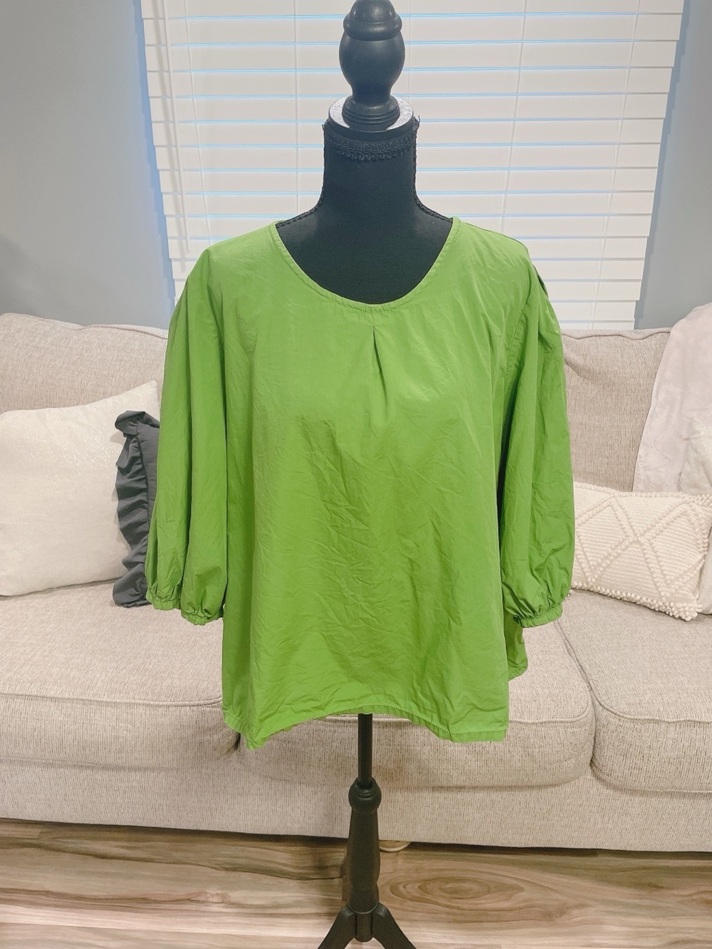 Bryn Walker Green Puff Sleeve Blouse Size XL